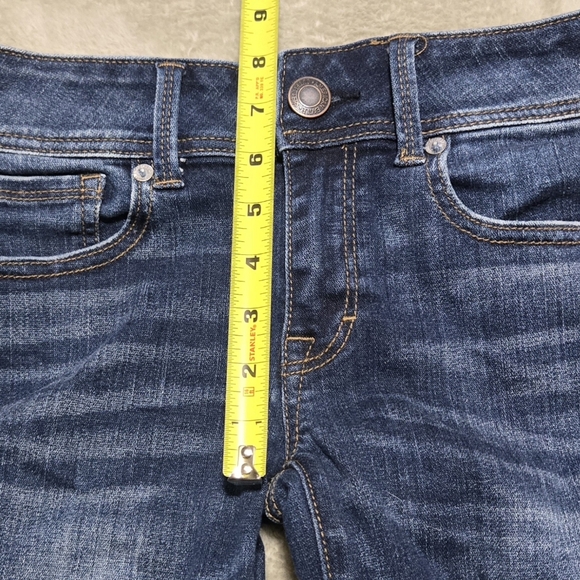 American Eagle Kick Boot Super Stretch Denim Blue Jeans Womens Sz 0 (26x31) Boho - Picture 10 of 11